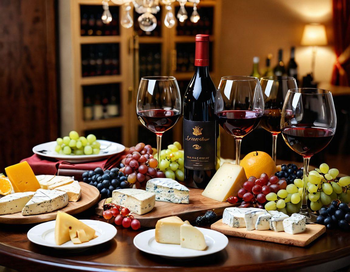 A beautifully arranged wine tasting table with elegant glasses filled with rich red and white wines, complemented by gourmet cheeses and fruits. In the background, a tastefully designed adult entertainment setting adds an air of sophistication and celebration, with soft ambient lighting enhancing the mood. Include intricate details like wine bottles, decorative plates, and subtle hints of visual allure. vibrant colors. romantic atmosphere. 3D.